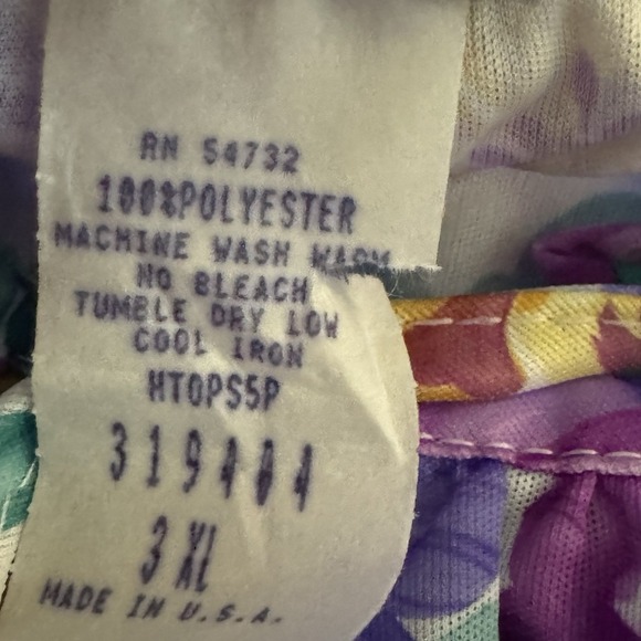 Improved Living 3X Shirt Top Purple Floral Flower Short Sleeve Scoop Neck - Picture 6 of 6